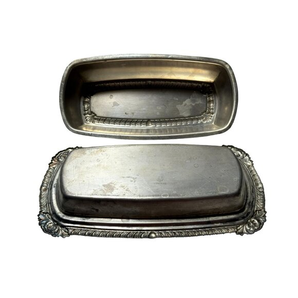 Vintage Silverplate Covered Butter Dish 7.5" x 4.25" Decorative Collectible - Picture 4 of 6